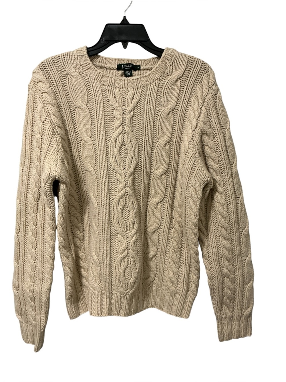 J. CREW VINTAGE 100% LambsWool Hand Knit Cable Knit Fisherman’s Sweater